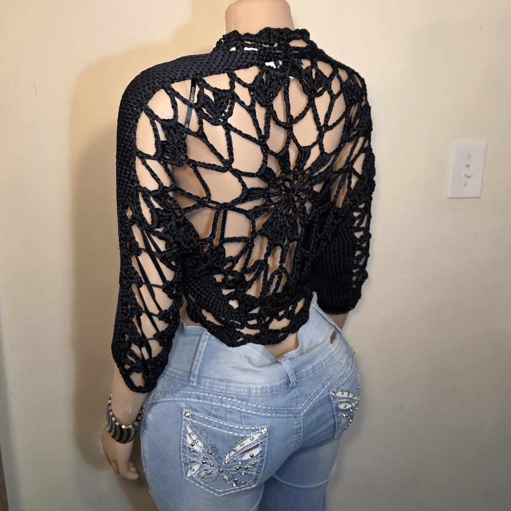 ☆Bebe Dark Navy Blue Crochet Sweater☆